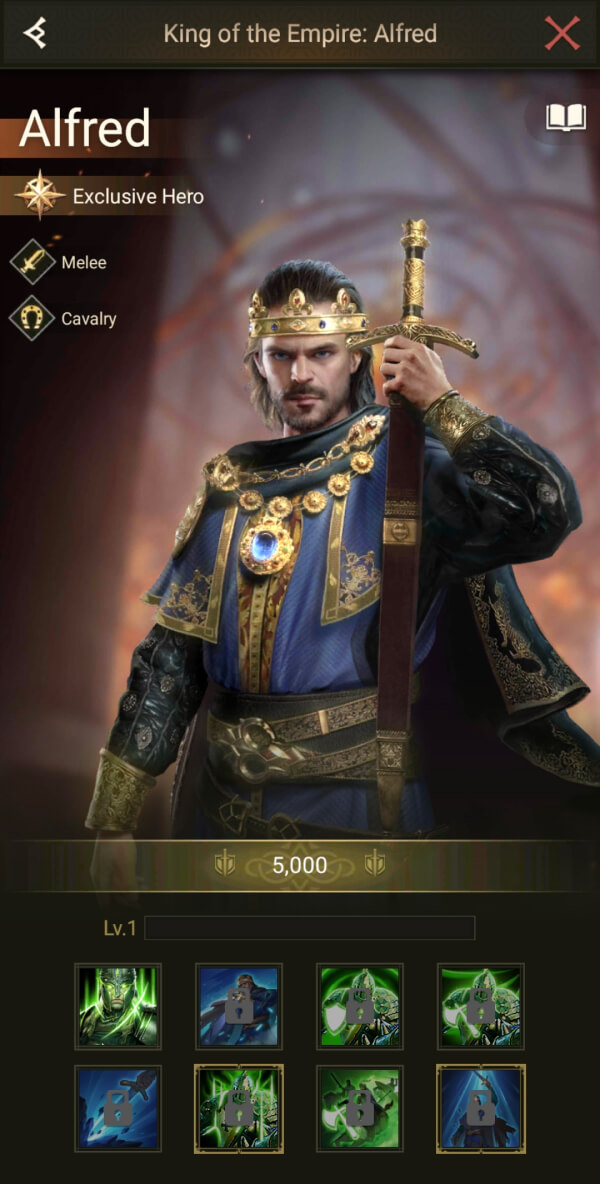 Alfred legendary exclusive hero in Rise of Empires