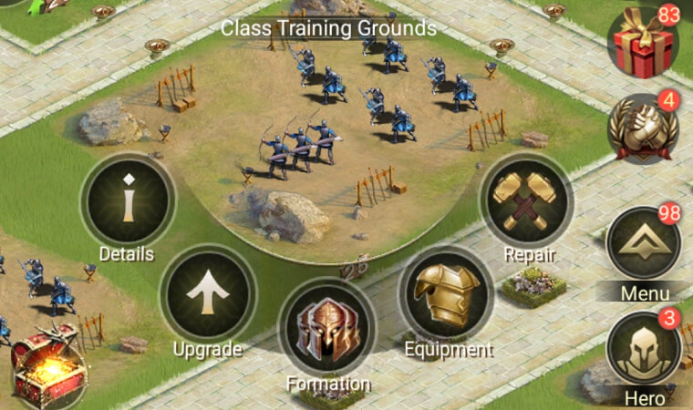 class training grounds level 25 Rise of Empires