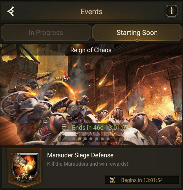 Marauders events list Rise of Empires