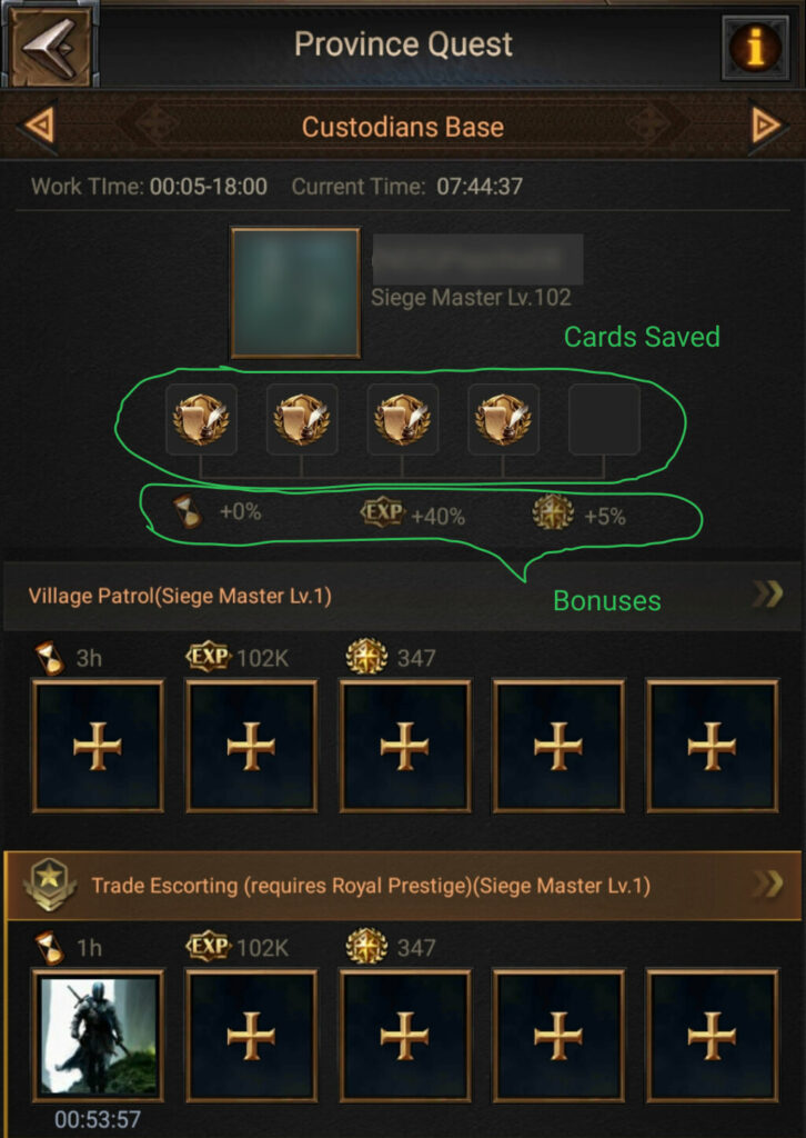 province quests - example of saved cards