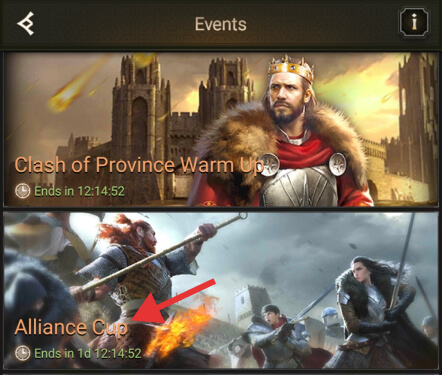 Alliance Cup event in the events page