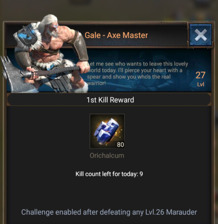 Gale Axe Master - level 27 Marauder rewards