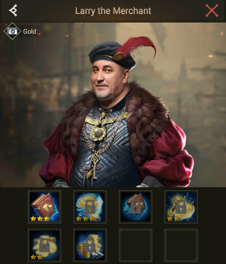  Larry the Merchant - Developing legendary hero with gold skills Rise of Empires