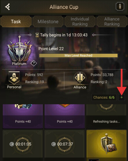 Get additional chances by clicking the plus icon