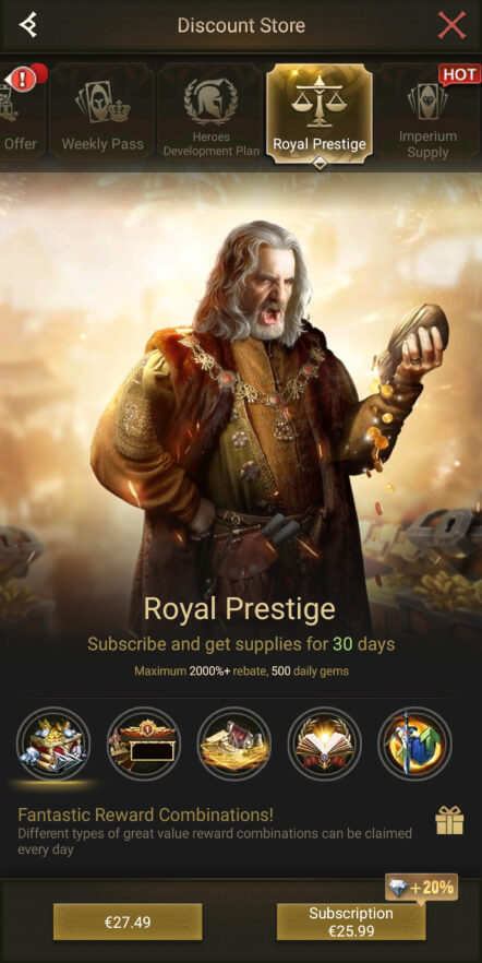 Royal Prestige pack