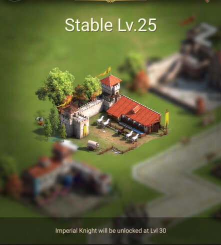 Stable building level 25 Rise of Empires