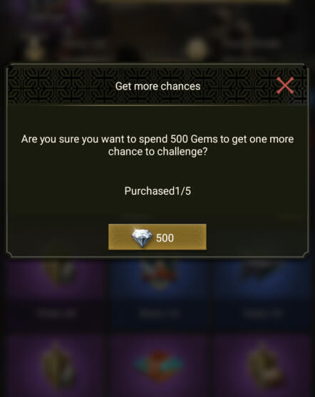 The 500 gems cost for the seventh task