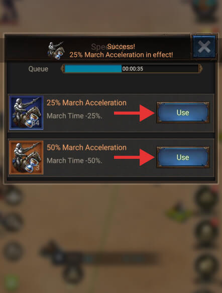 Using March Acceleration items