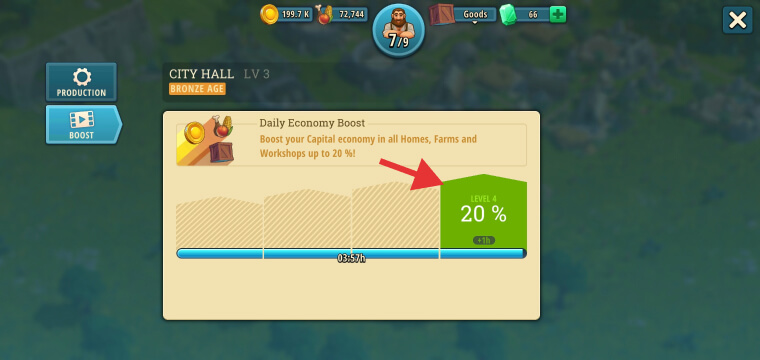 Activated level 4 of Daily Economy boost Rise of Cultures