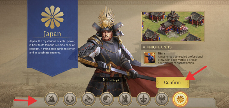 Choosing the civilization in Game of Empires