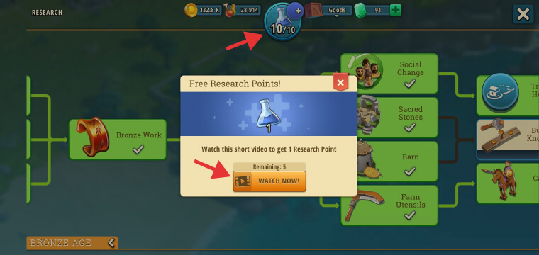 how to get free research points in Rise of Cultures