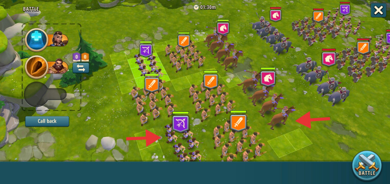 proper units placement in battle in Rise of Cultures