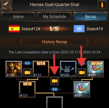 How to recap previous fights in heroes duel