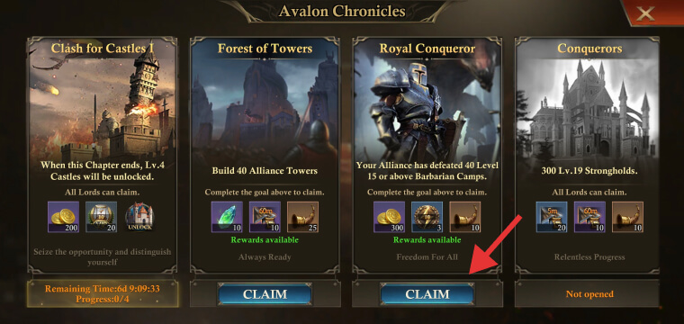 Claiming Avalon Chronicles rewards