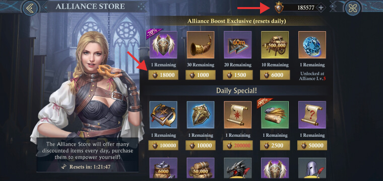 Discounted items in the Alliance store