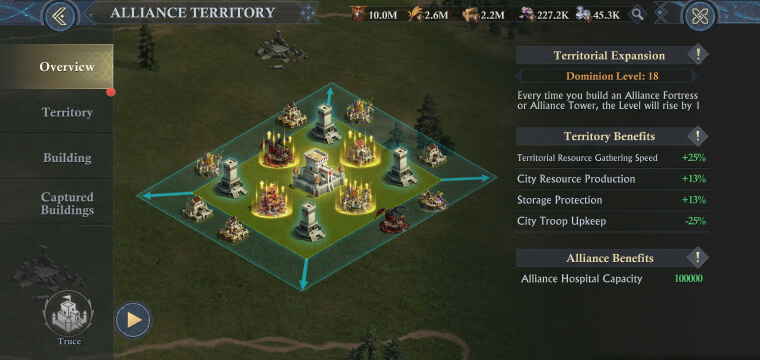 Alliance territory overview in King of Avalon