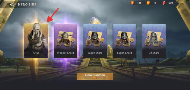 1 Legendary hero and 4 shards loot after spending Oracle Soulstones in packs of 5 