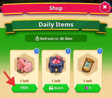 Daily items in the Shop in Medieval Merge 