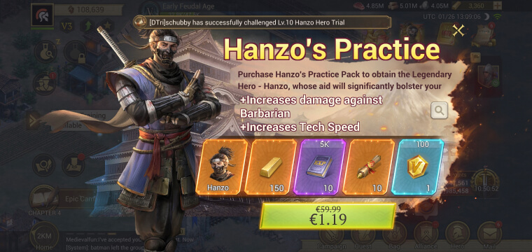 Hanzo's Practice - hero premium pack in Game of Empires