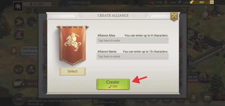 How to create an Alliance in Game of Empires