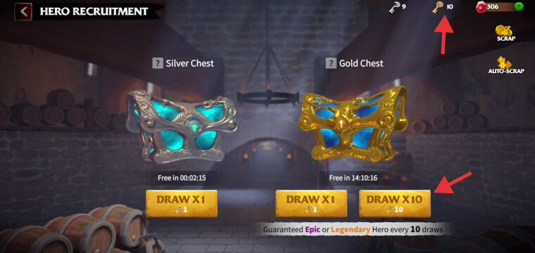 Silver Chest and Gold Chest Hero Recruitment Call of Dragons