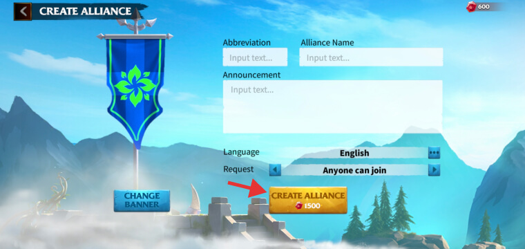 how to create an alliance in Call of Dragons