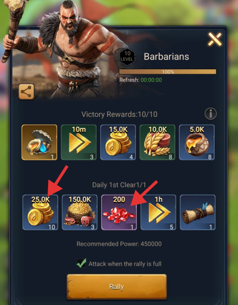 Barbarians Gold and Ruby rewards