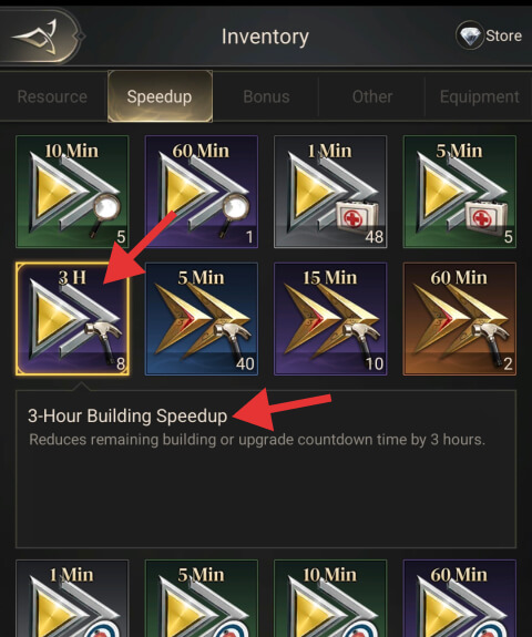 Building Speedup item example