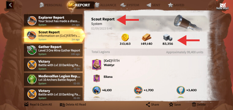 Call of Dragons scout report example
