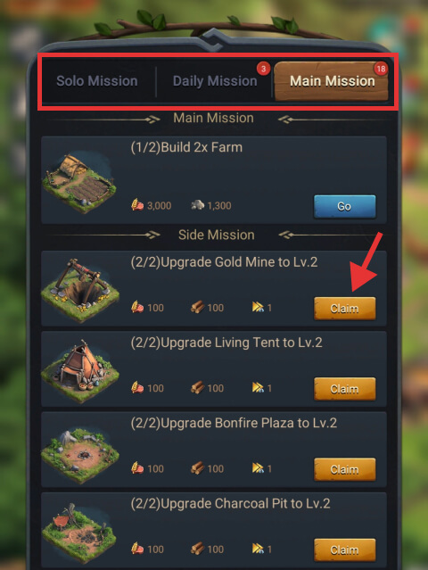 Claiming Mission rewards