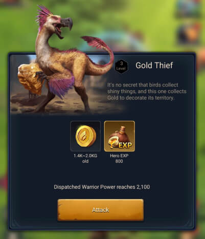 Gold Thief, bird-like dinosaur creature