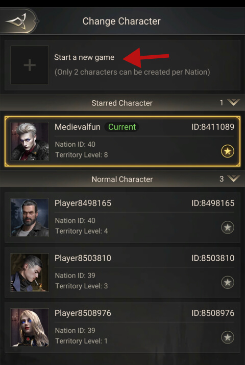 How to create new characters in Nations of Darkness - step 2