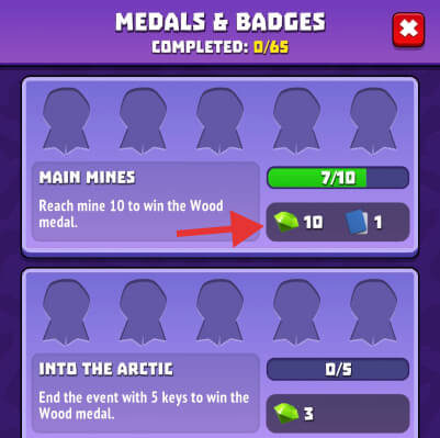 Medals and badges reward preview