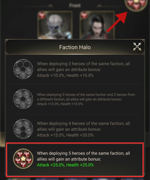 The 5-hero team additional bonus