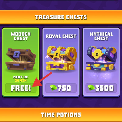 Claiming the free wooden chest