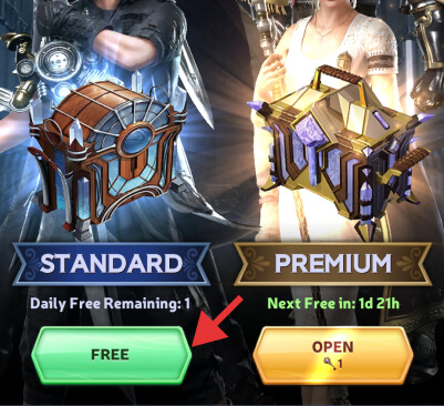 Collecting daily free Standard and Premium hero chests