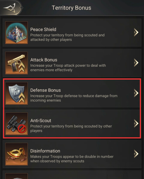 Defense Bonus and Anti-Scout items
