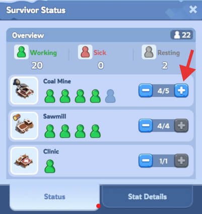 Survivor status - Assigning survivors to Work Stations