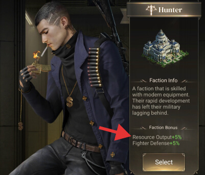The Hunter Faction benefits