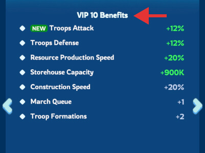 VIP level 10 benefits in White Out Survival mobile game