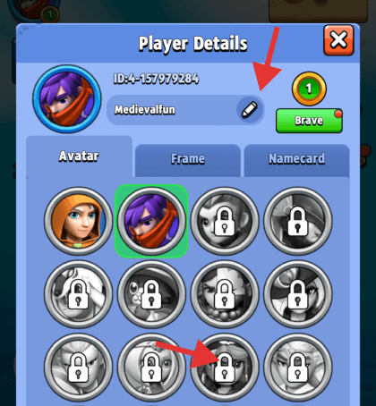 Archero how to change player name