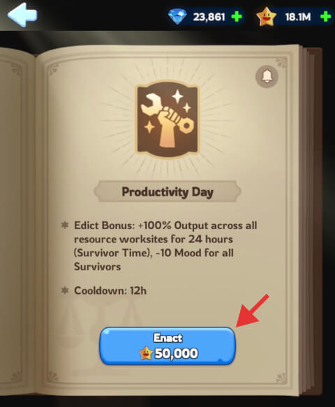 The Productivity Day Policy in White Out Survival