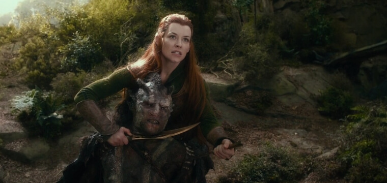 The Hobbit: The Desolation of Smaug - Tauriel and Legolas fighting orcs