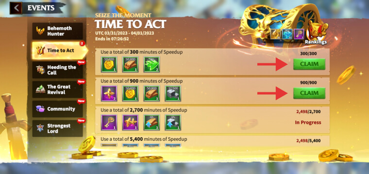 Time to Act - Speedups event Call of Dragons