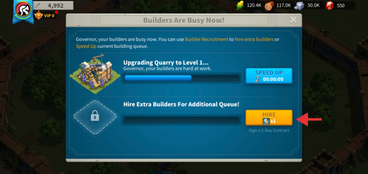 Unlocking second building queue Rise of Kingdoms