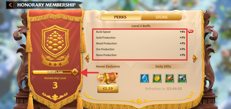 VIP Honorary Membership level 3 buffs in Call of Dragons