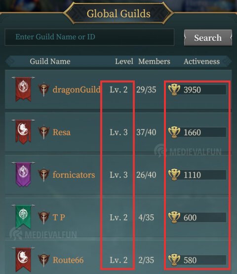Ever Legion joining a guild, global guilds list
