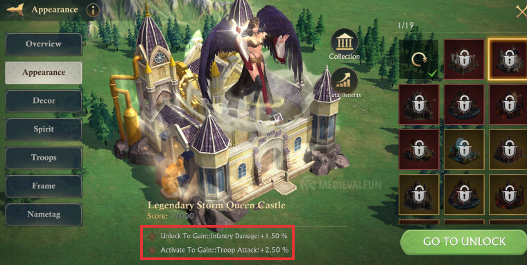 Legendary Storm Queen Castle Skin benefits