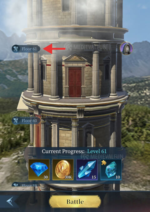 Sky Tower level 61 rewards in Ever Legion