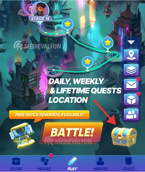 Daily, Weekly, and Lifetime quests location
